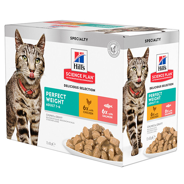 Hill's Adult Perfect Weight våtfoder katt med kyckling och lax kombipack (85 g)