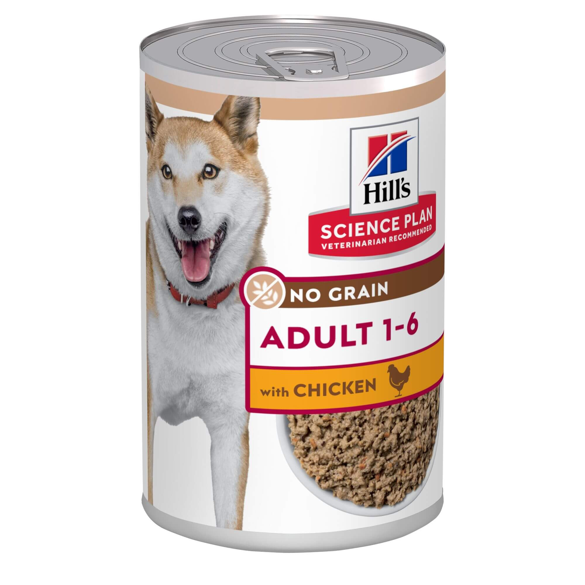 Hill's Adult No Grain met kip nat hondenvoer 363g blik