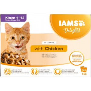 Iams Delights Kitten met kip in gravy natvoer kat (12x85g)