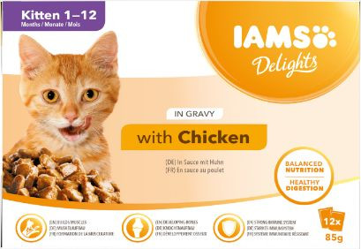 Iams Delights Kitten met kip in gravy natvoer kat (12x85g)