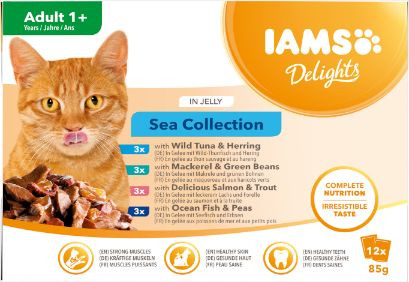 Iams Delights Adult Sea Collection in jelly natvoer kat (12x85 g)