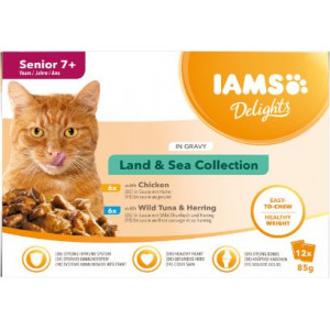 Iams Delights Senior Land & Sea Collection in gravy (12x85g)