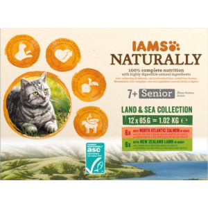 Iams Naturally Senior Land & Sea Collection natvoer kat (12x85gr)