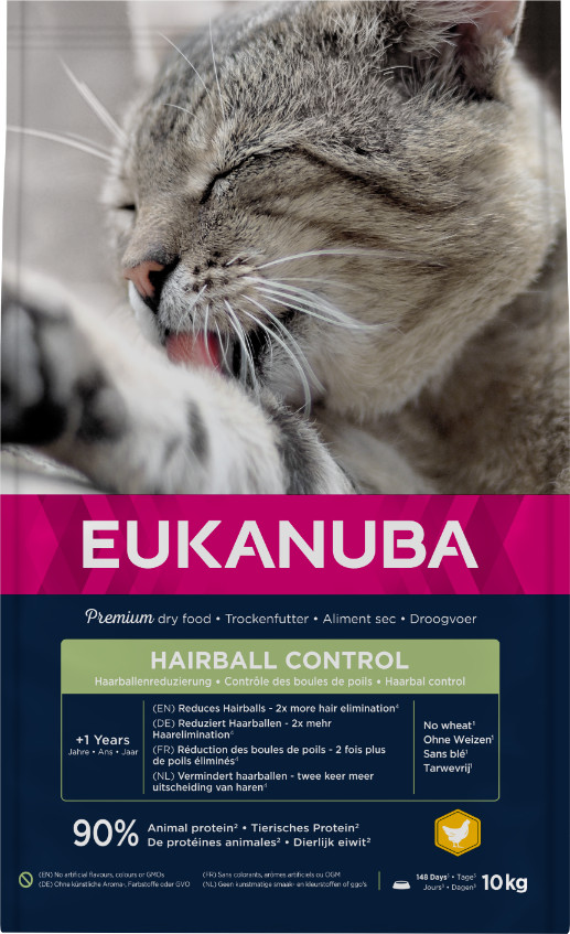 Eukanuba Adult Hairball Control kattfoder med kyckling