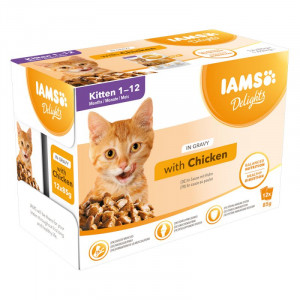 Iams Delights Kitten met kip in gravy natvoer kat (12x85g)