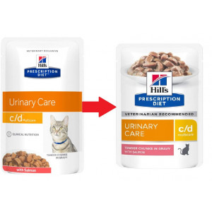 Hill's Prescription Diet C/D Multicare Urinary nat kattenvoer met zalm maaltijdzakje multipack