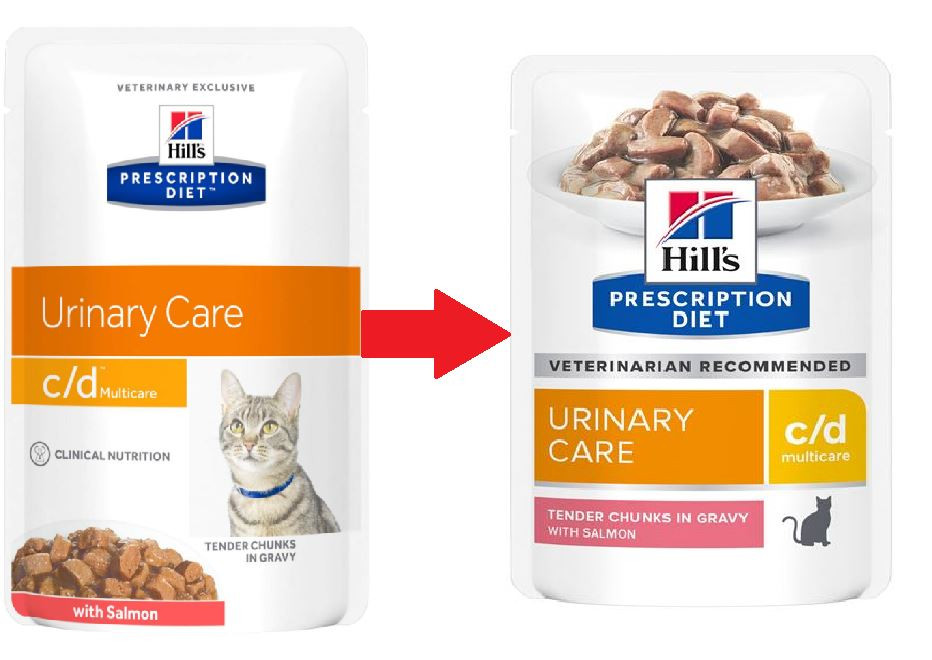 Hill's Prescription Diet C/D Multicare Urinary nat kattenvoer met zalm maaltijdzakje multipack