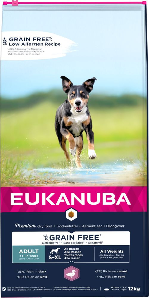 Eukanuba Adult met eend graanvrij hondenvoer
