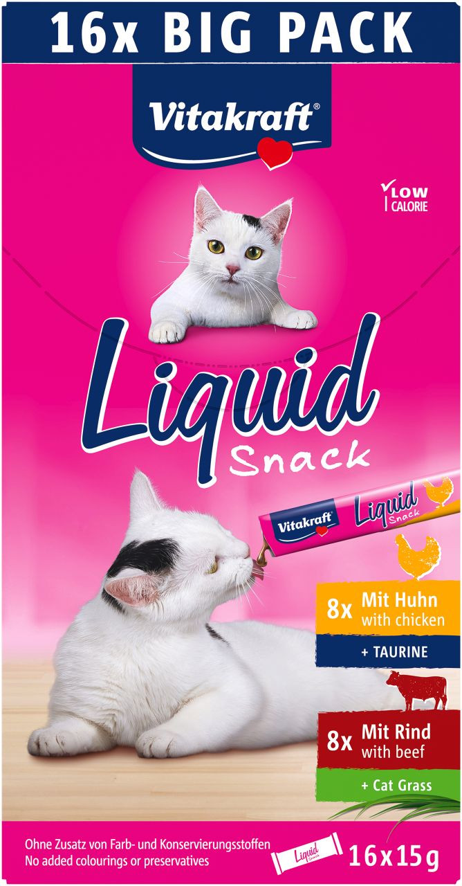 Vitakraft Liquid Snack med kyckling och nötkött för katt multipack (16x15 g)