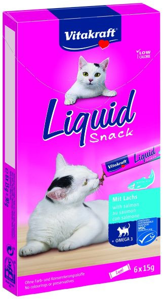 Vitakraft Liquid Snack med lax kattgodis (6x15 g)