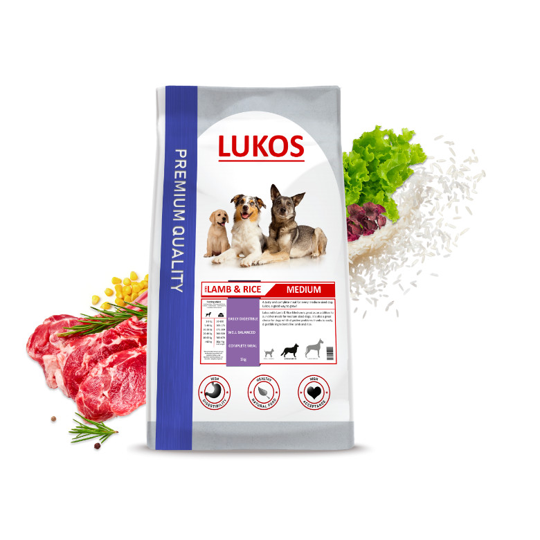 Lukos Adult Medium med lamm & ris - premium hundfoder