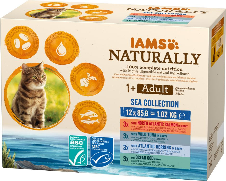 Iams Naturally Adult Sea Collection våtfoder katt (12x85g)