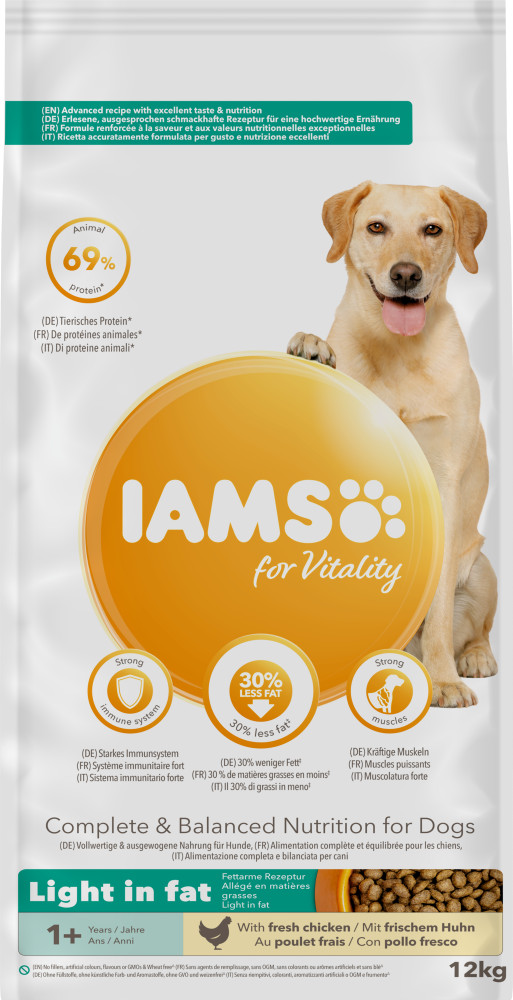 Iams for Vitality Adult Light in Fat hondenvoer