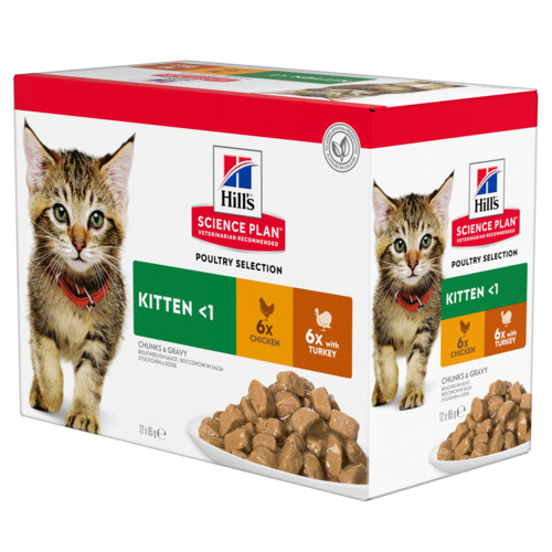 Hill's Kitten Poultry Selection våtfoder katt med kyckling och kalkon kombipack (85 g)