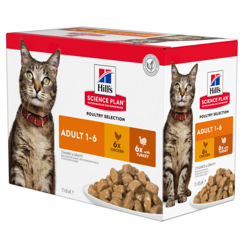 Hill's Adult Poultry Selection våtfoder katt med kyckling & kalkon kombipack (85 g)