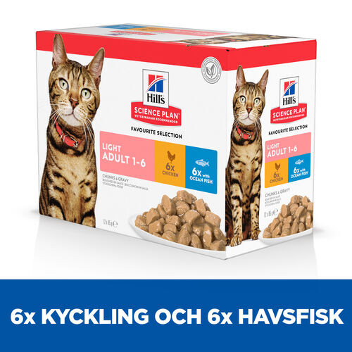 Hill's Adult Light våtfoder katt med kyckling och havsfisk kombipack (85 g)