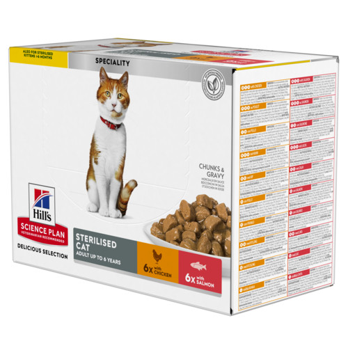 Hill's Adult Sterilised Cat våtfoder katt med kyckling & lax kombipack (85 g)