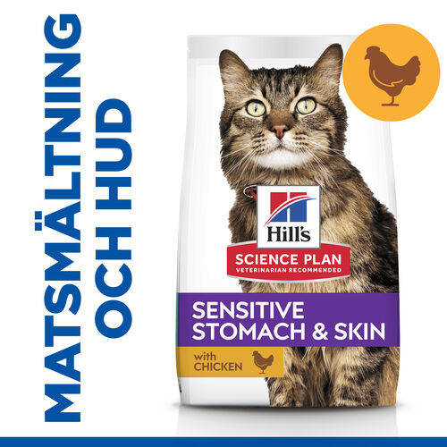 Hill's Adult Sensitive Stomach & Skin kattfoder med kyckling