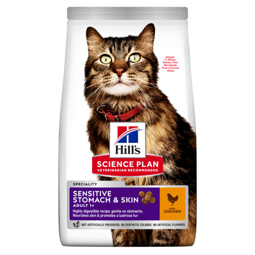 Hill's Adult Sensitive Stomach & Skin kattfoder med kyckling