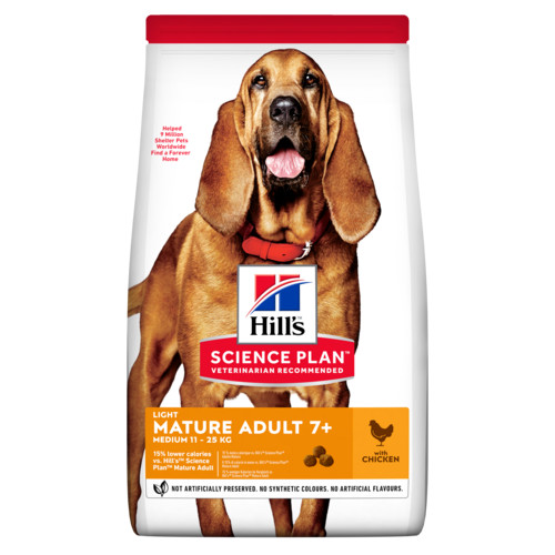 Hill's Mature Adult 7+ Light Medium hundfoder med kyckling