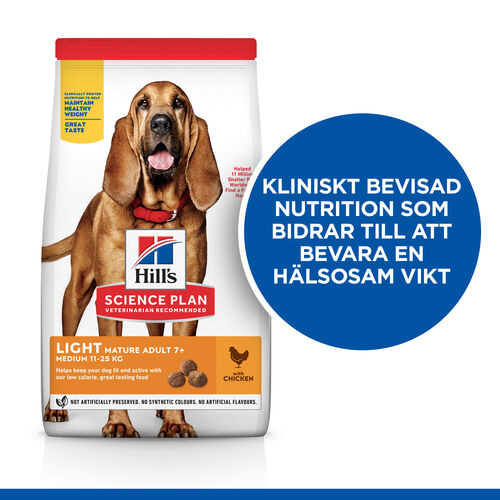 Hill's Mature Adult 7+ Light Medium hundfoder med kyckling