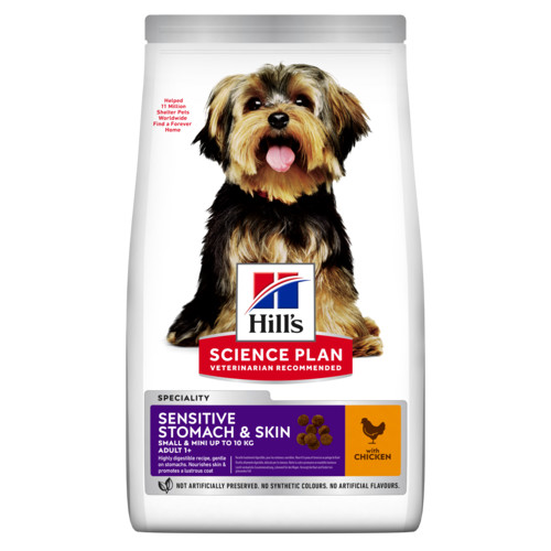 Hill's Adult Sensitive Stomach & Skin Small & Mini hundfoder med kyckling