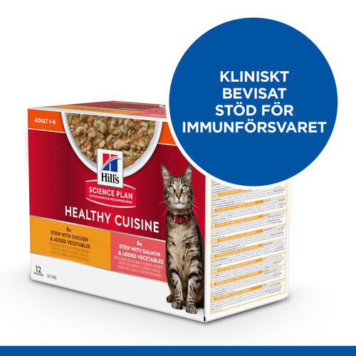 Hill's Healthy Cuisine Adult Sterilised Ragout mit Huhn & Gemüse, mit Lachs & Gemüse Multipack Katze