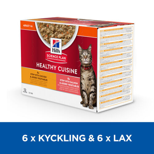 Hill's Healthy Cuisine Adult Sterilised Ragout mit Huhn & Gemüse, mit Lachs & Gemüse Multipack Katze