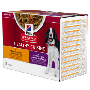 Hill's Science Plan Healthy Cuisine Adult Ragout mit Huhn & Gemüse, mit Rind & Gemüse Multipack Hund