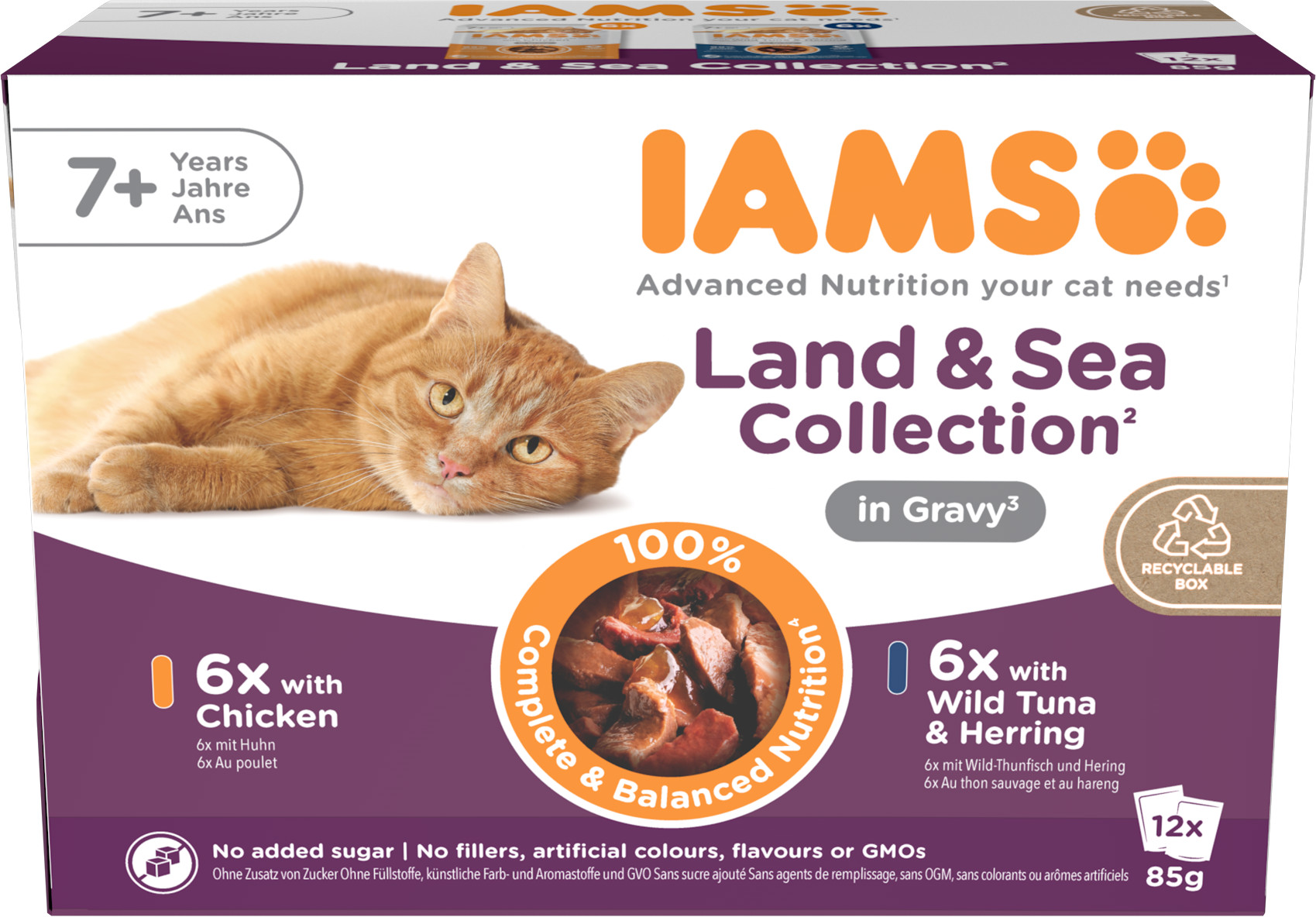 Iams Delights Senior Land & Sea Collection i sås (12x85g)