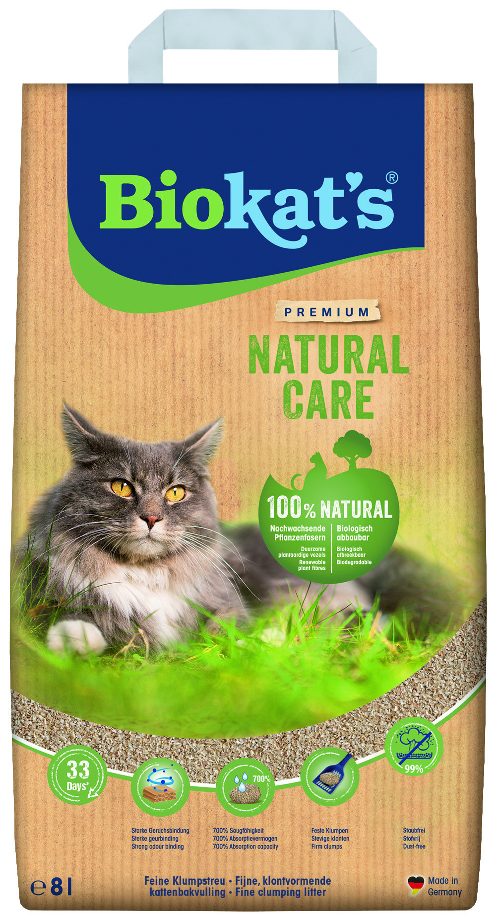 Biokat‘s Natural Care klontvormend kattengrit 8L