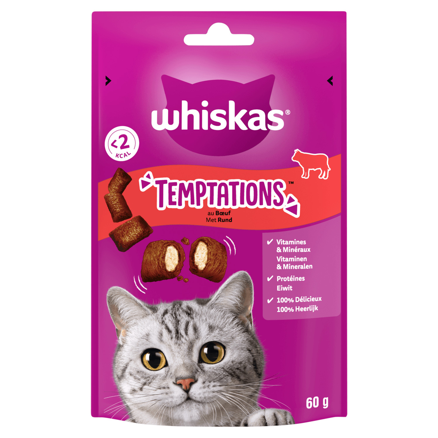Whiskas Temptations med nötkött kattgodis