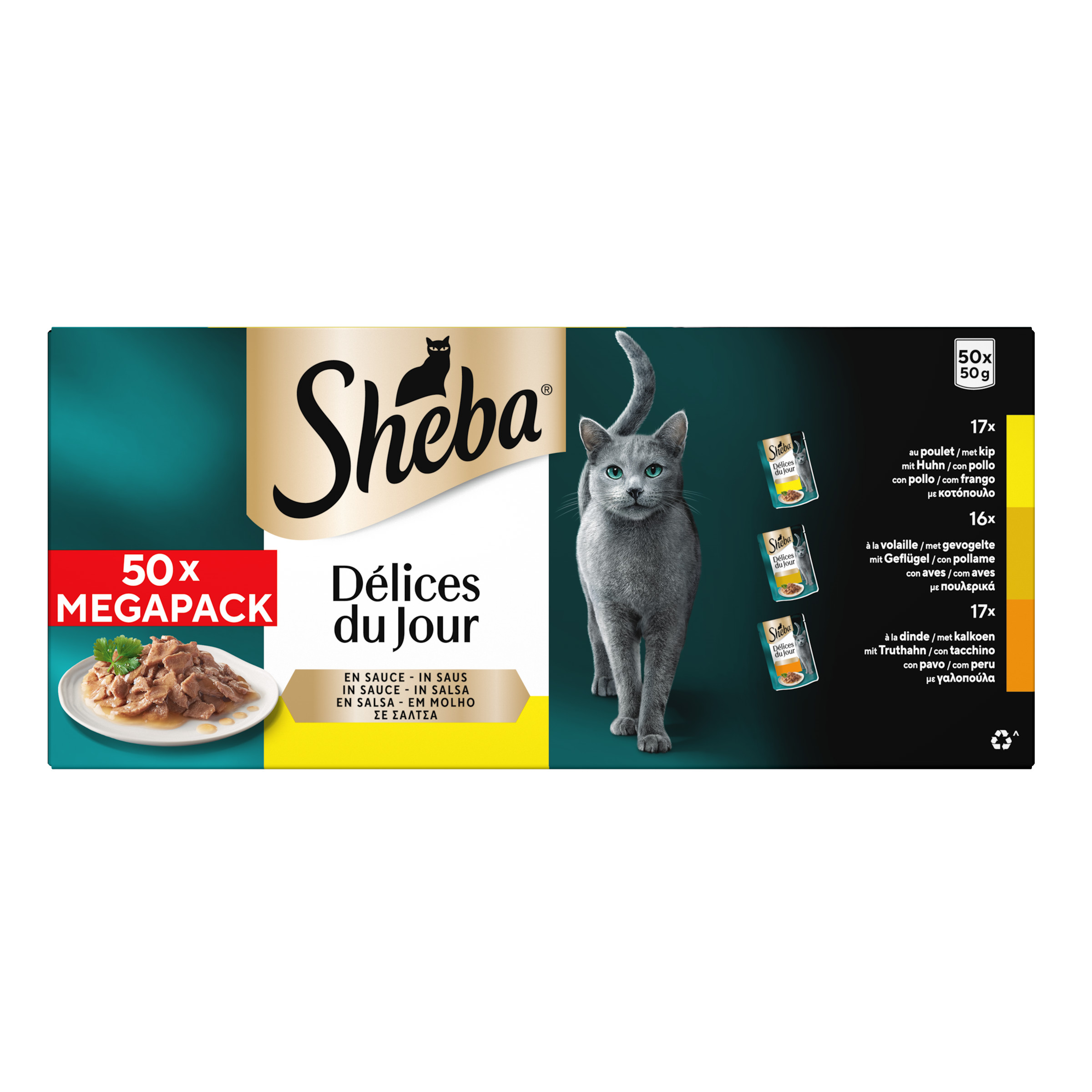 Sheba Délices du Jour Poultry Selection i sås våtfoder katt (påsar 50 g)