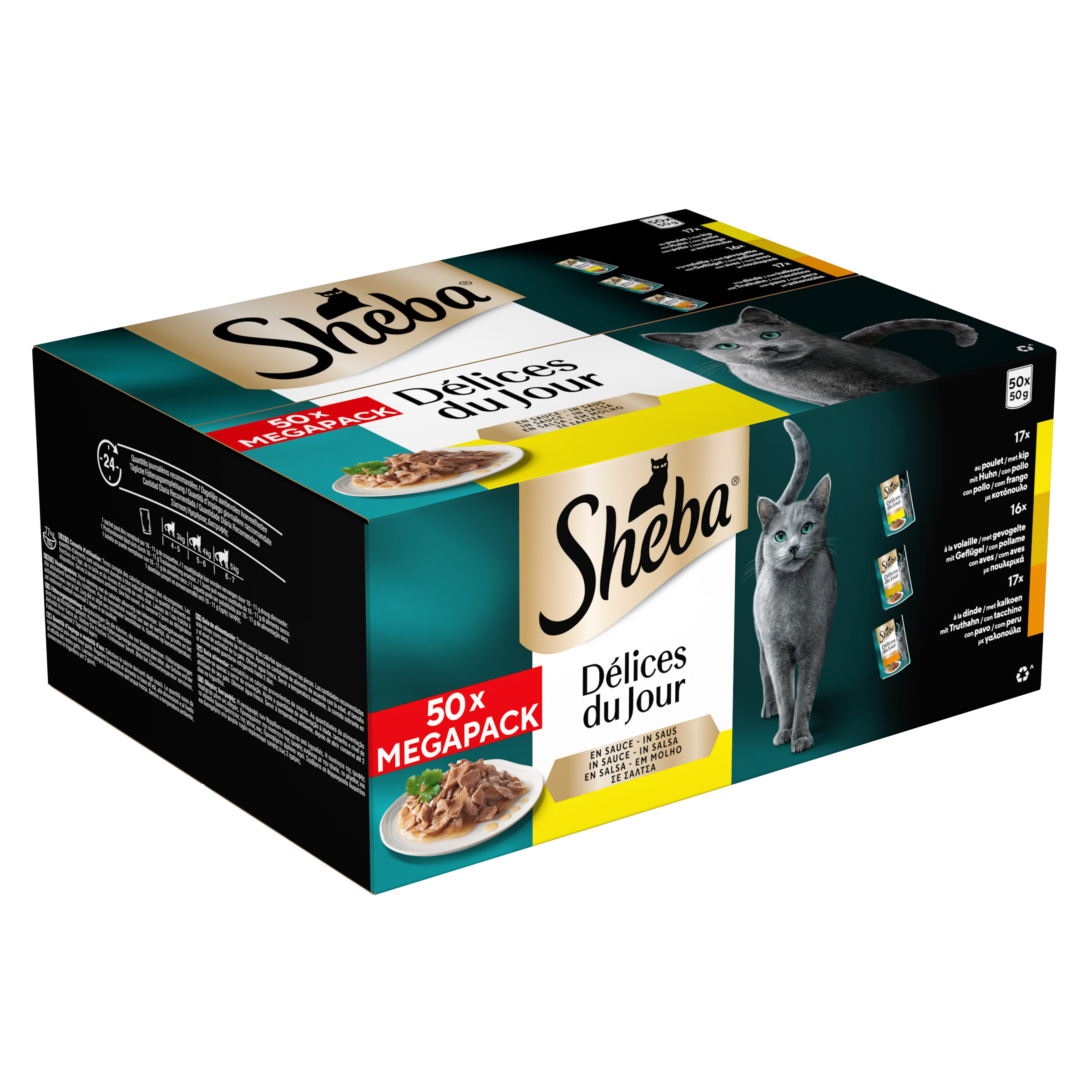 Sheba Délices du Jour Poultry Selection i sås våtfoder katt (påsar 50 g)
