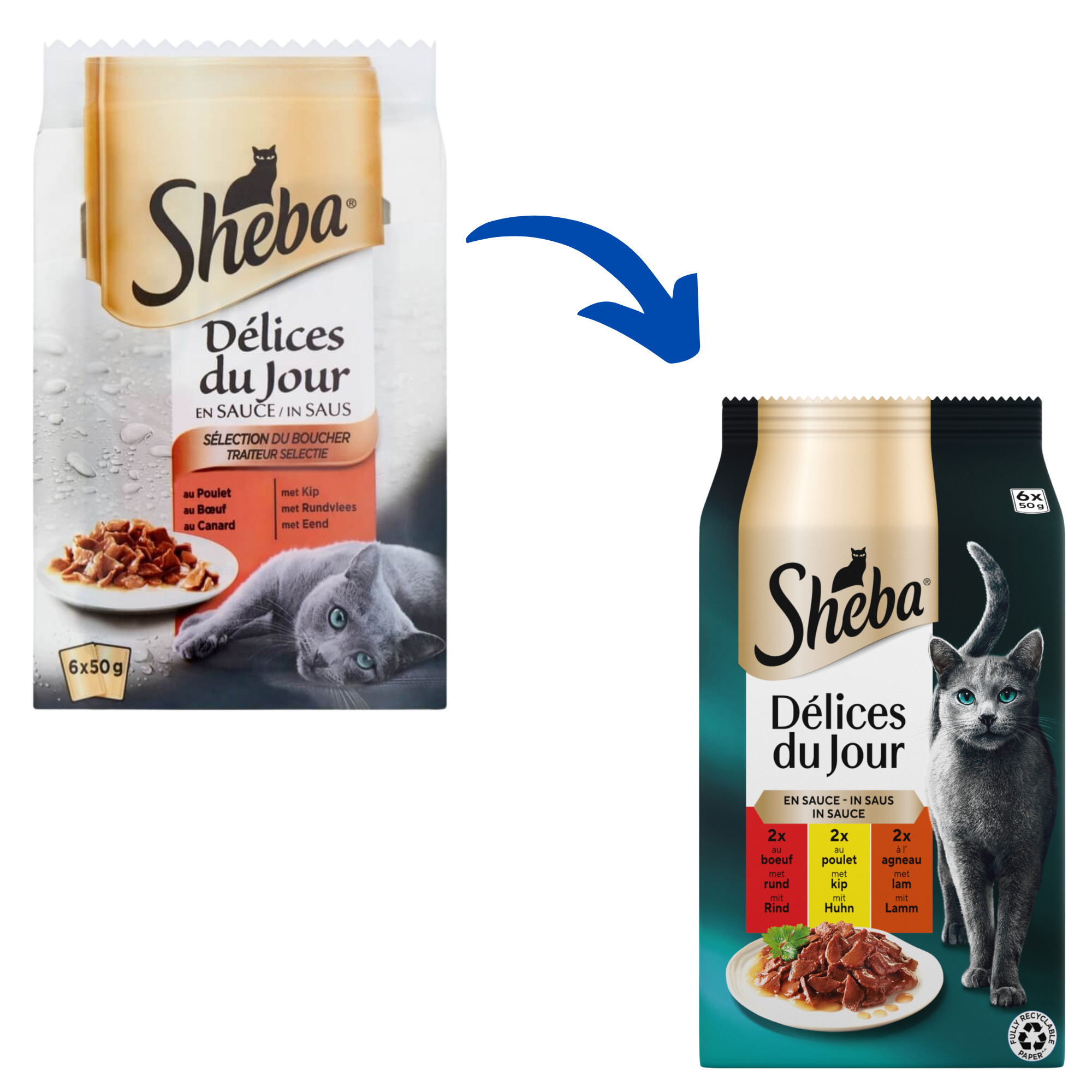 Sheba Délices du Jour Traiteur Selection i sås våtfoder katt (påsar 50 g)