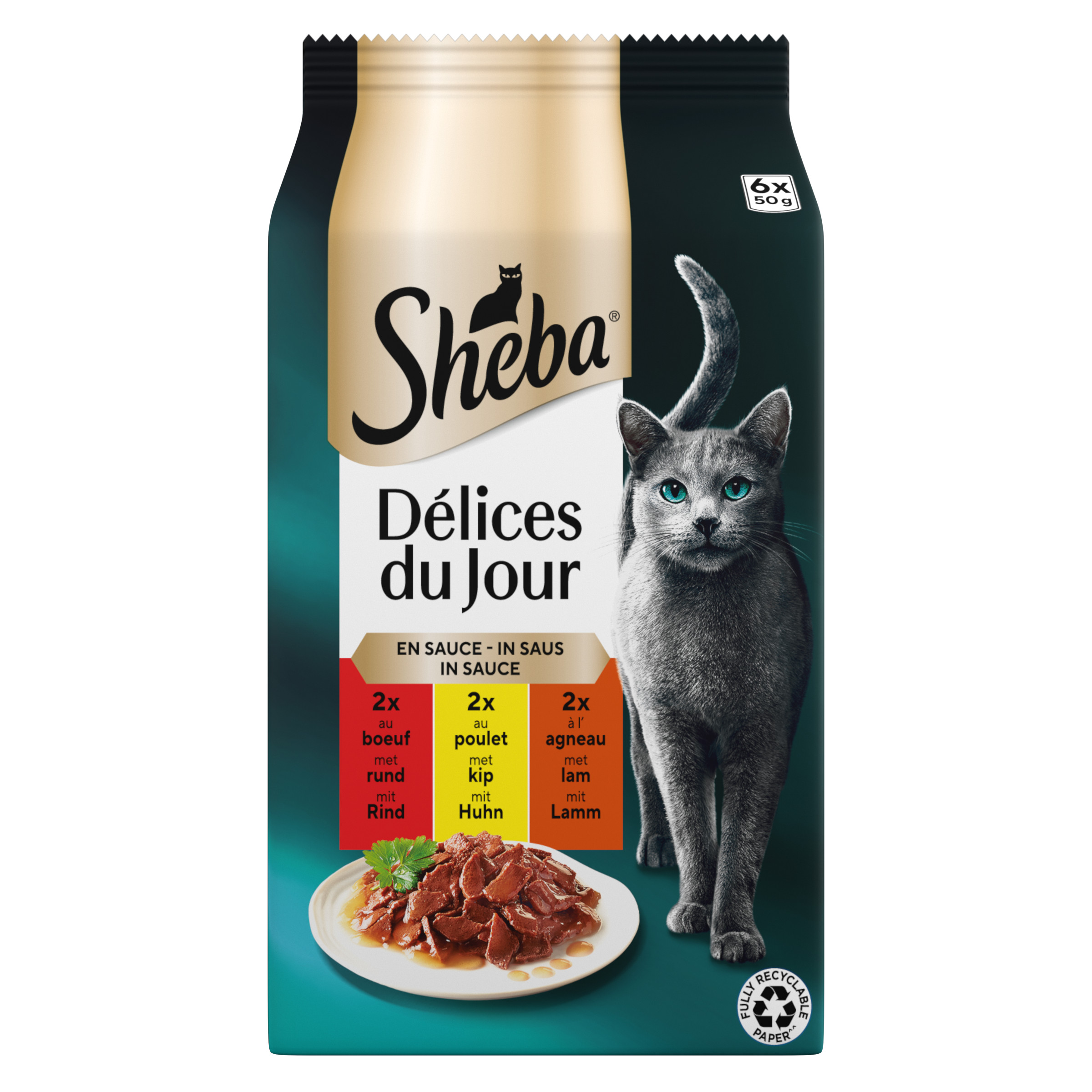 Sheba Délices du Jour Traiteur Selection i sås våtfoder katt (påsar 50 g)