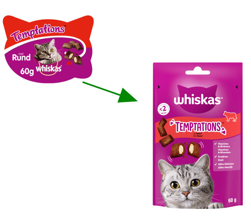 Whiskas Temptations med nötkött kattgodis