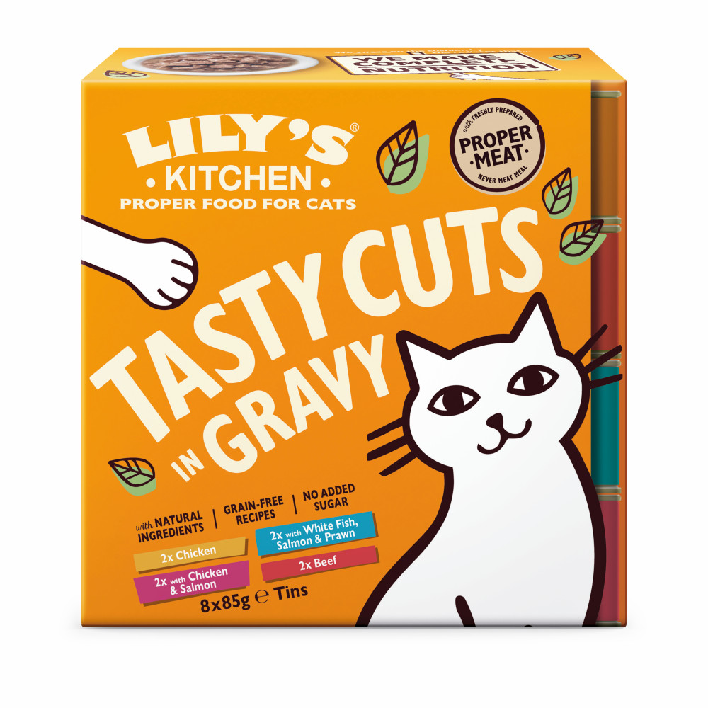 Lily's Kitchen Cuts in gravy kip, zeevis, kip met zalm, rund natvoer kat