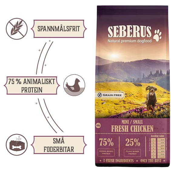 Seberus Mini/Small w/ Fresh Chicken - naturligt spannmålsfritt hundfoder