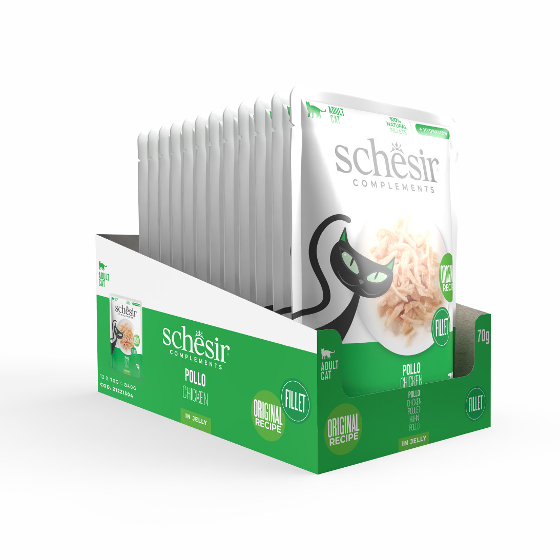 Schesir kipfilet (jelly) natvoer kat (zakjes 85 g)