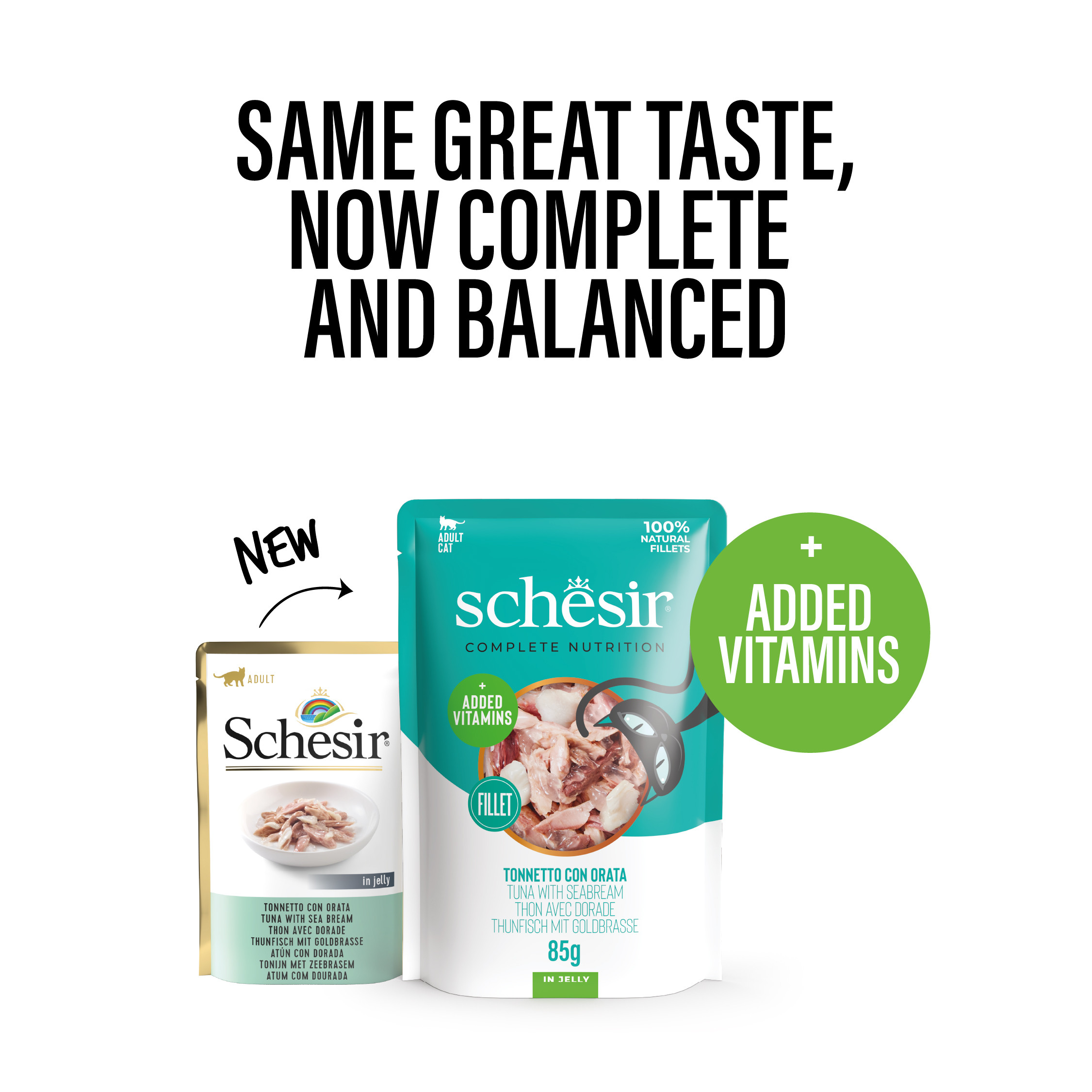 Schesir tonijn met zeebrasem (jelly) natvoer kat (zakjes 85 g)