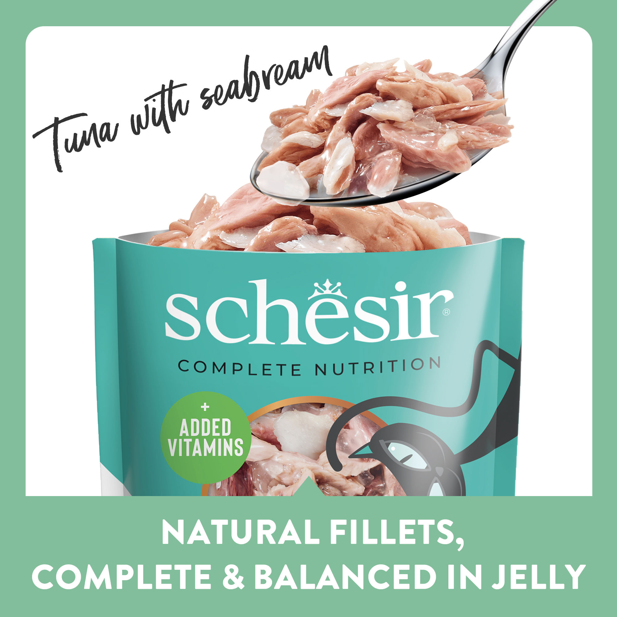 Schesir tonijn met zeebrasem (jelly) natvoer kat (zakjes 85 g)