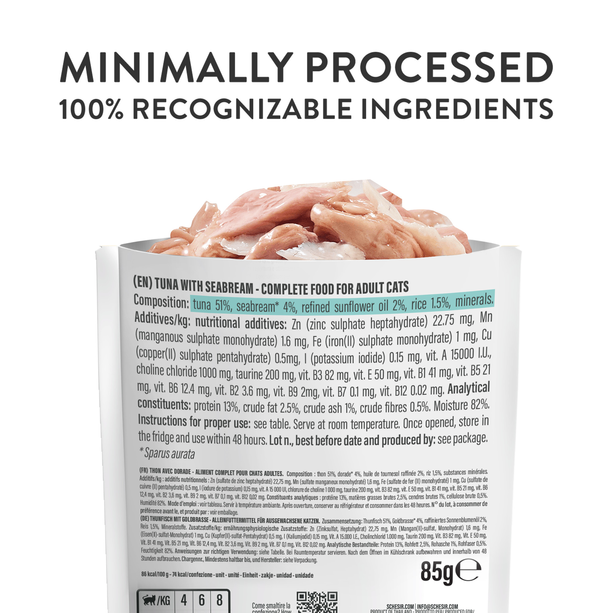 Schesir tonijn met zeebrasem (jelly) natvoer kat (zakjes 85 g)