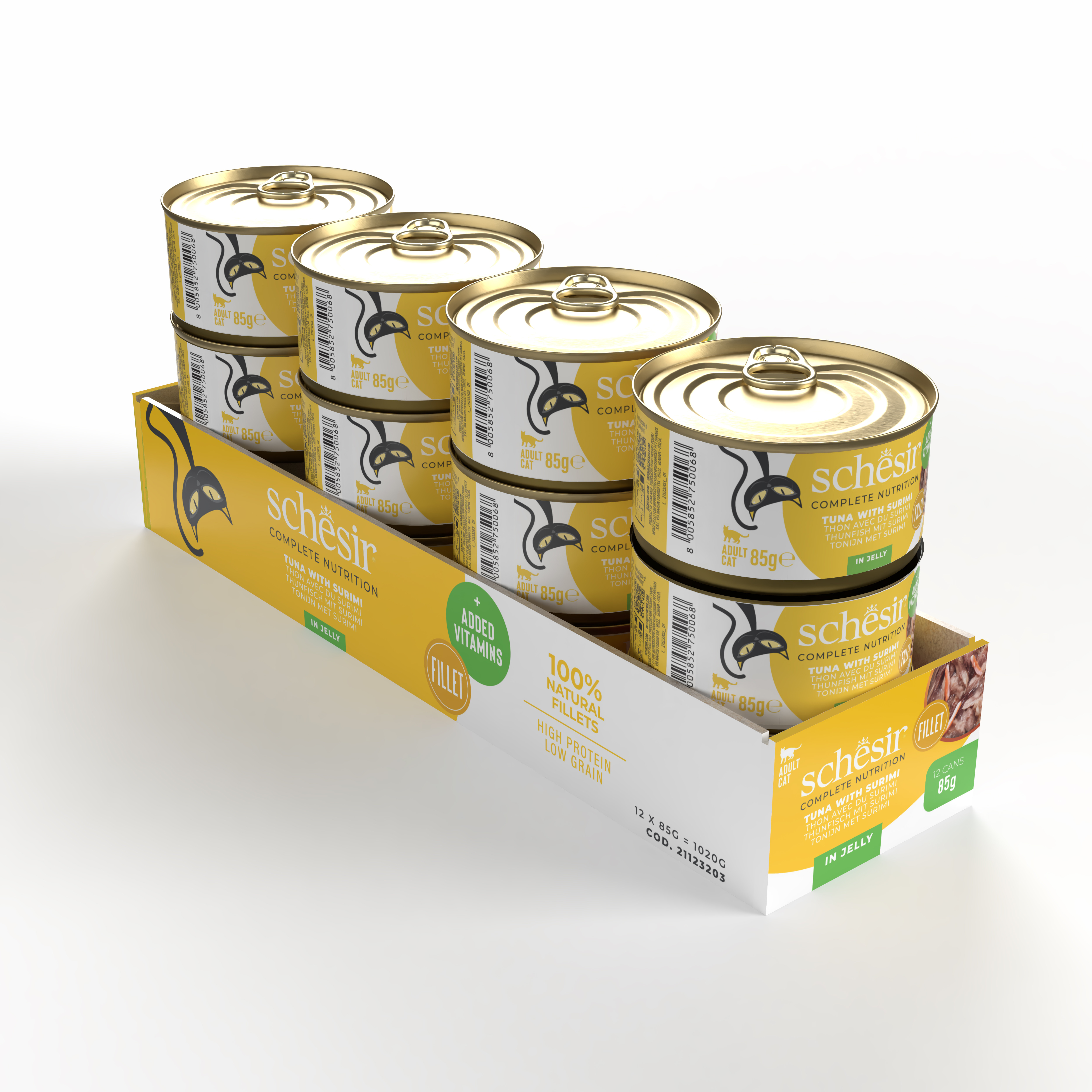 Schesir tonfisk med surimi (i gelé) våtfoder katt (burk)