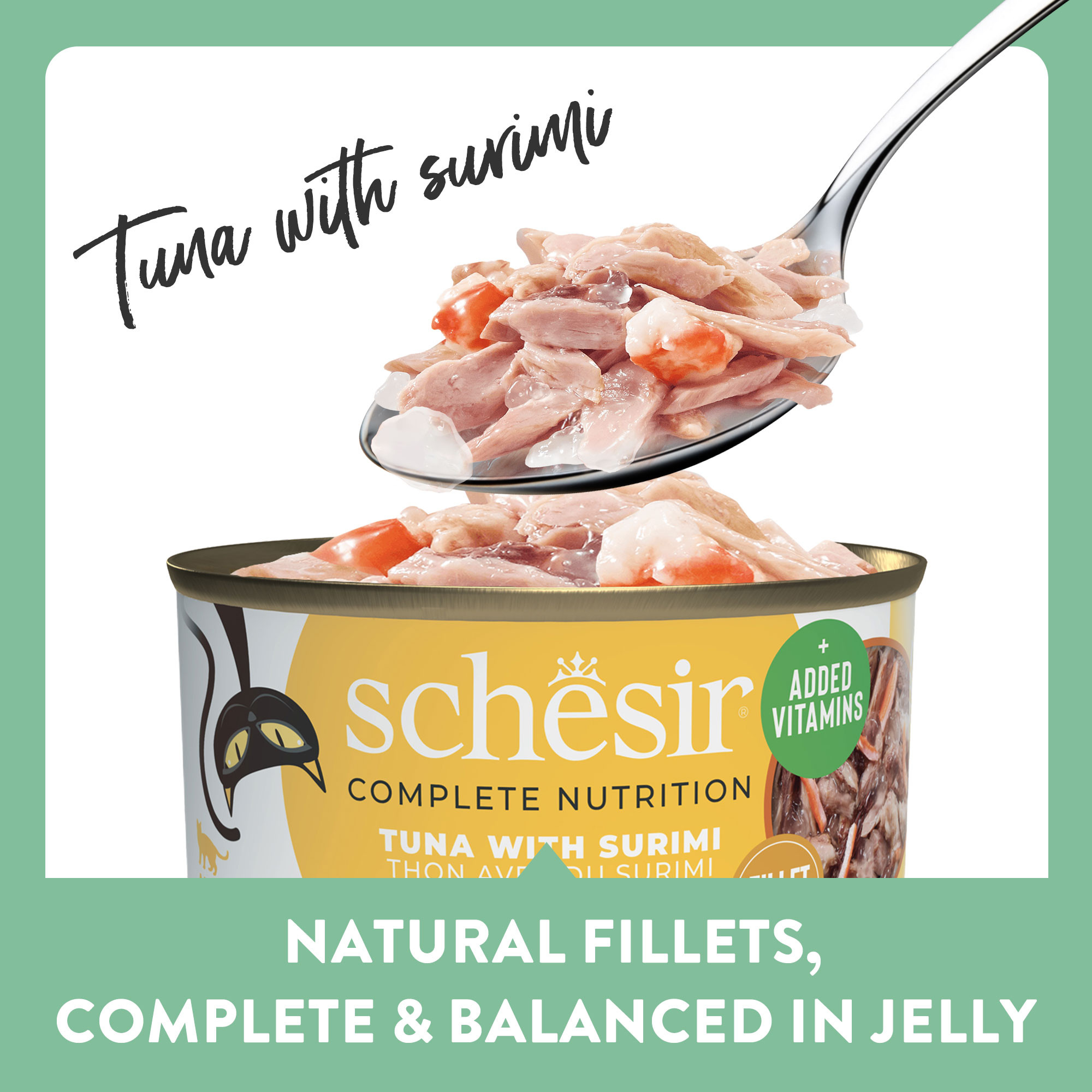 Schesir tonfisk med surimi (i gelé) våtfoder katt (burk)