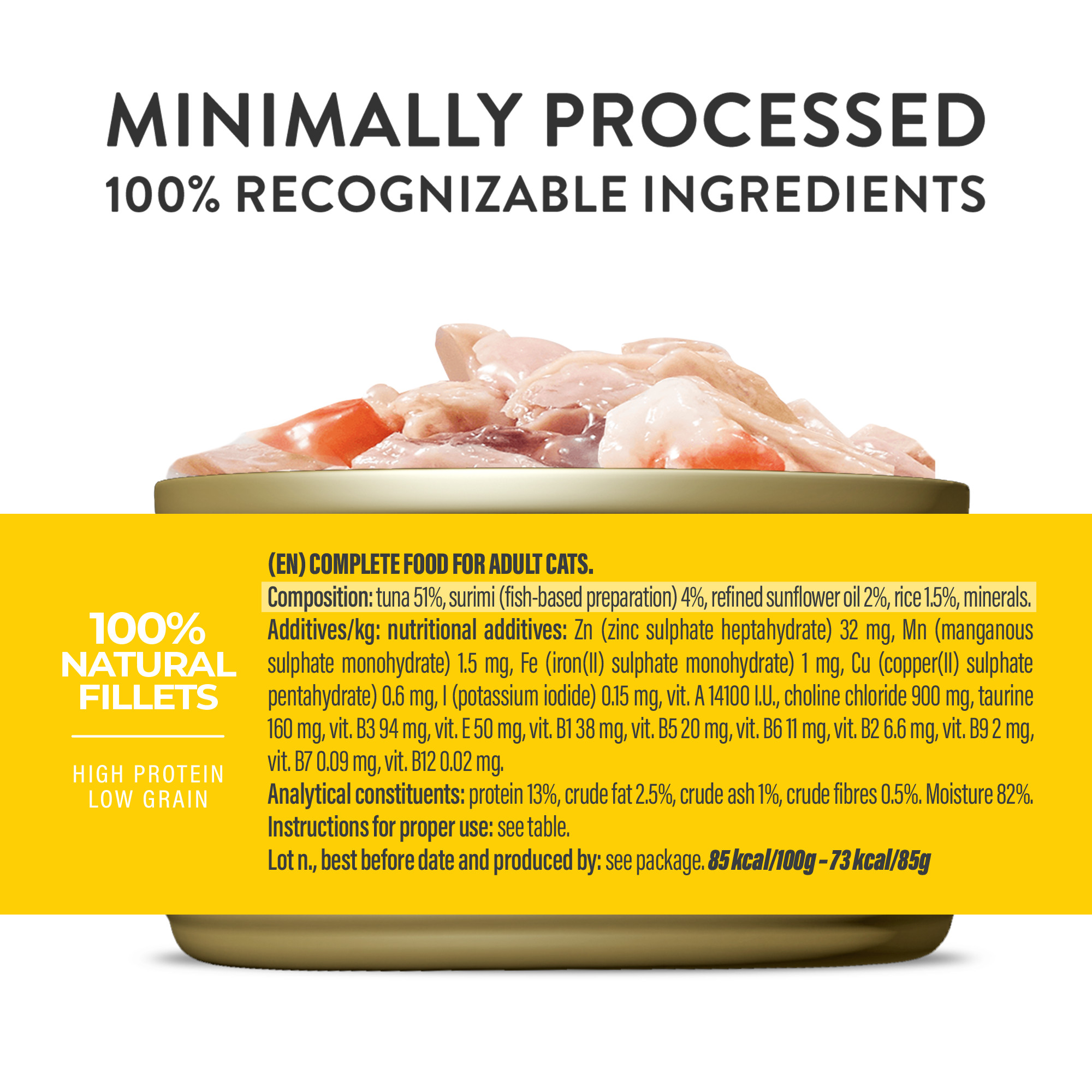 Schesir tonfisk med surimi (i gelé) våtfoder katt (burk)