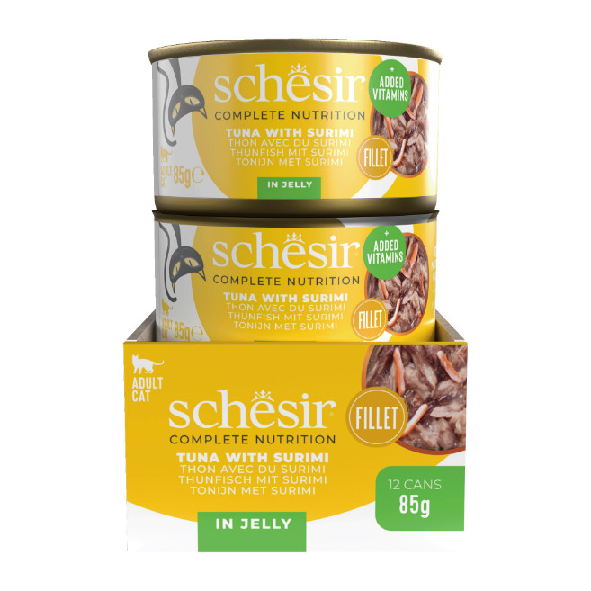 Schesir tonfisk med surimi (i gelé) våtfoder katt (burk)