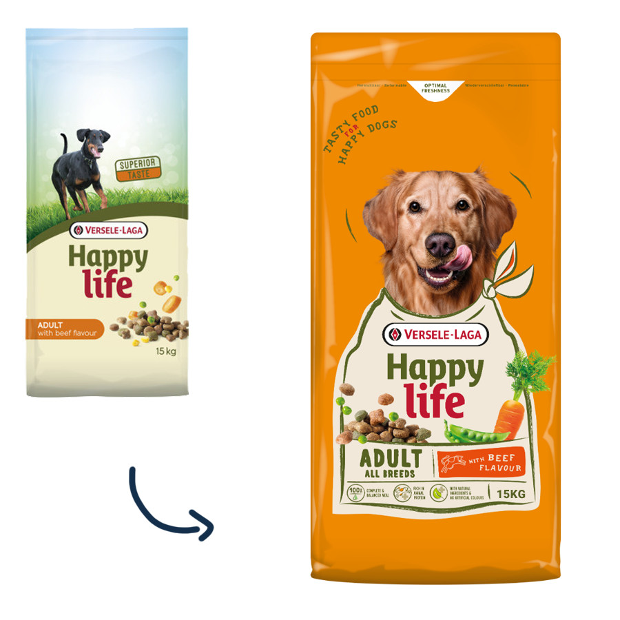 Happy Life Adult med nötköttsmak hundfoder
