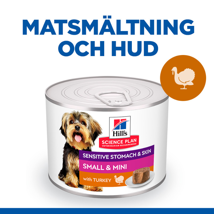 Hill's Adult Sensitive Stomach & Skin Small & Mini nat hondenvoer met kalkoen blik