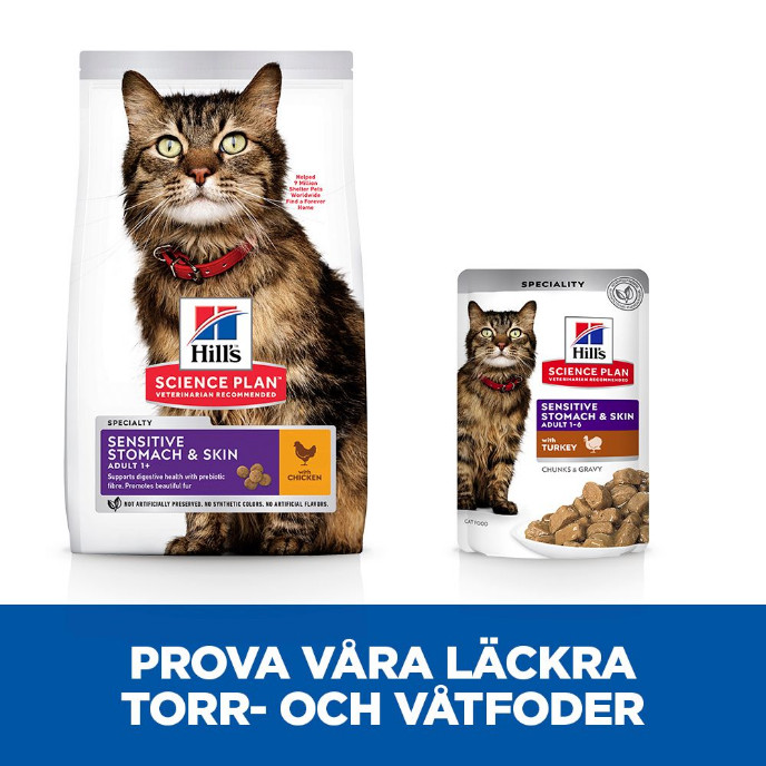 Hill's Adult Sensitive Stomach & Skin nat kattenvoer met kalkoen maaltijdzakje multipack